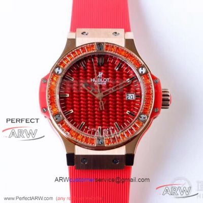 HB Factory Hublot Big Bang Tutti Frutti Red 38 MM Diamond Bezel Swiss Quartz Ladies Watch